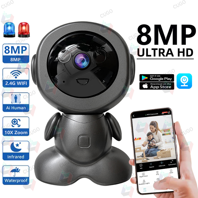 Home Security Robot - 8MP Wifi Surveillance Robotcamera PTZ beveiligingscamera