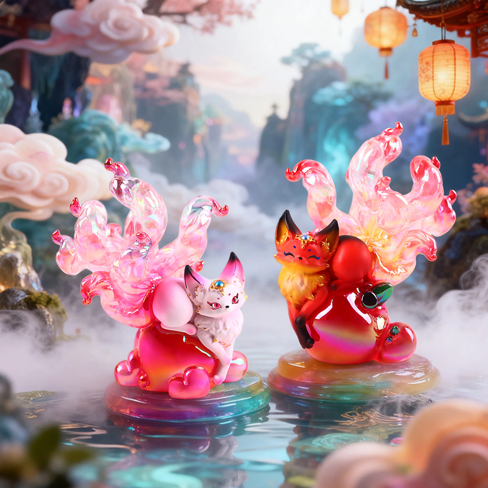 Home Security Box - Negenstaartige vos Chinese mythologie harsfiguur glanzende